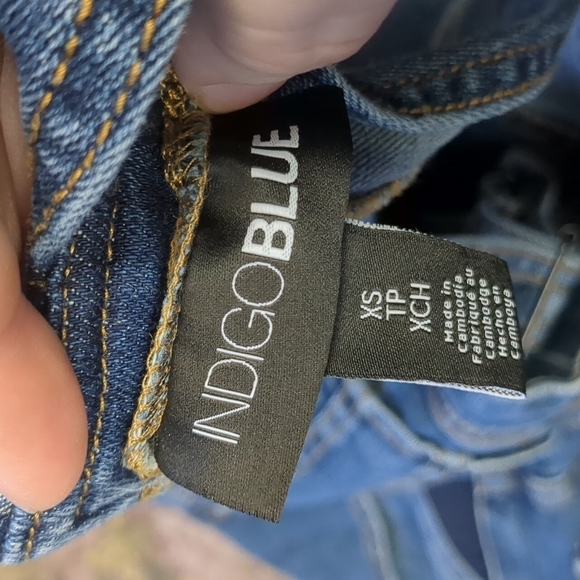 INDIGO blue maternity overalls distressed fringe size XS - Picture 5 of 6